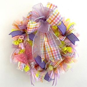 HANDCRAFTED Butterfly Door Wreath Summer Spring Wreath Deco Mesh